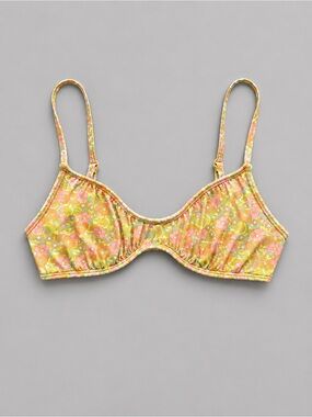 Dippin' Daisy's Yellow & Pink Floral Bikini Scoop Top